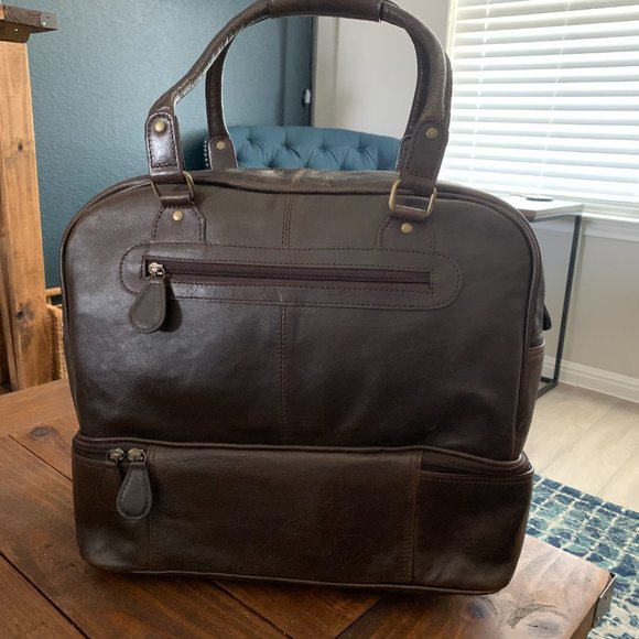 100% Pure Brown Leather Golf/Gym Duffel Bag (NWT) - Picture 6 of 9